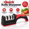 Red Carbon Steel Quick Knife Sharpener with Non-Slip Base for