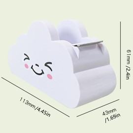 JLEivvi Tape Desk Dispenser, Mini Tape Dispenser Desktop Tape Dispenser Cloud Tape Cutter with Rainbow Novelty, Tape Dispenser Desk Accessories for Home School Office, White