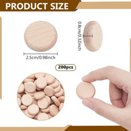 NBEADS Pack of 200 Beech Wood Round Pieces, 25 mm Unfinished Wooden Circles Round Discs Wooden Cutouts Ornaments for DIY Crafts Painting Wedding and Home Decoration, 8 mm Thick