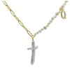 Cross Pendant Freshwater Pearls Alphabet Necklace Sterling Silver 18K Gold