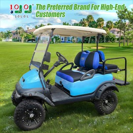 10L0L Golf Cart Seat Covers for EZGO TXT RXV & Club Car DS 2000-up, Breathable Air Mesh Fabric Washable - Blue