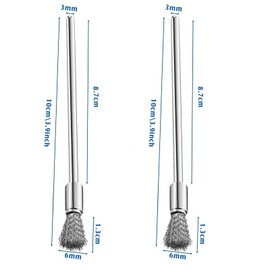 10 Pack Extended Stainless Steel Wire Brush Attachment for Drill with 3mm Mandrel & 6mm End Brush - Perfect for Rust Removal, Paint Stripping & Deburring Tasks