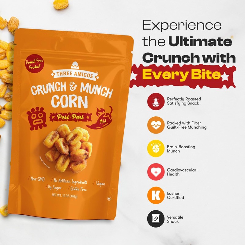 Three Amigos Corn Nuts Suger Free, 100% Vagan, Peanut Free