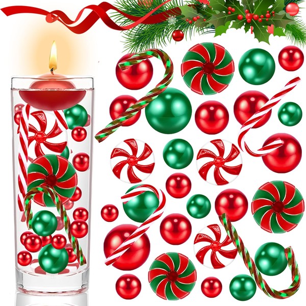 Byhsoep Lot de 6054 bougies flottantes pour vase de Noël - Perles d'eau transparentes flottantes - Bougies flottantes en sucre d'orge - Perles de Noël flottantes pour décoration de Noël - Décoration