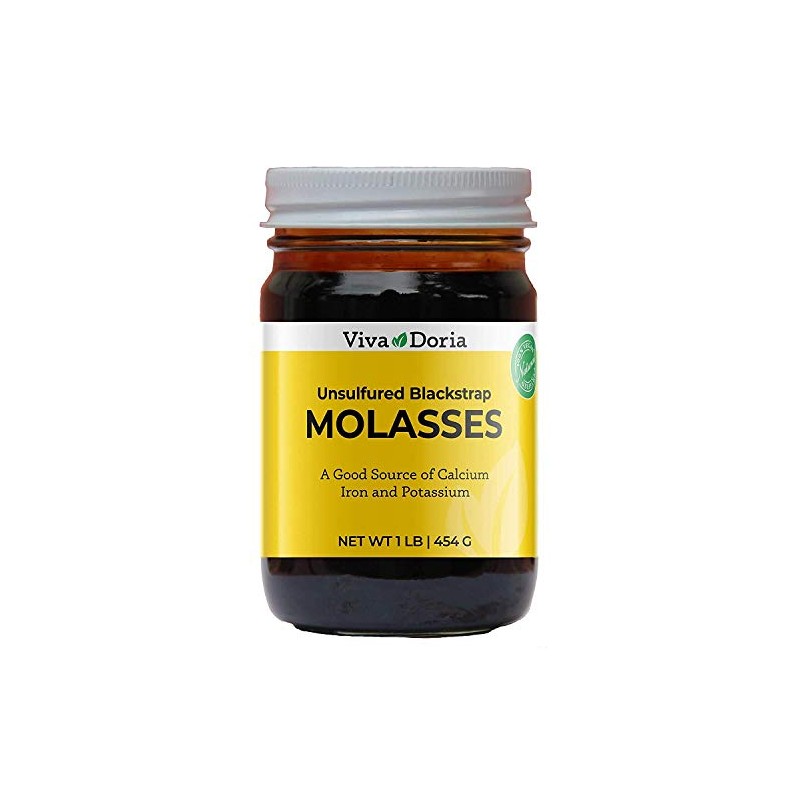 Viva Doria Natural Unsulfured Blackstrap Molasses, 1 lb Glass Jar