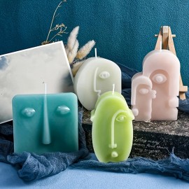 Diy4 Abstract Face Candle Silicone Mold Art Style Gypsum Candle Holder Decoration Home Decor Drop Glue HandicraftColor: White, Size: as photo