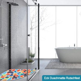 Corner Shower Mat Non-Slip Corner Shower Mat Non-Slip Anti Mould Bath Mat 60 x 60 cm Corner Shower Mat PVC Non-Slip Washable with Drainage Holes Curved Shower Mat for Indoor Shower