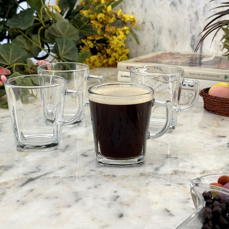 PRIMA Set/4 10 oz Square Glass Mug