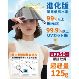 GOKEI Polarized Face Visor, Wide Brim, Wide, Long, Polarized Sun Visor, Women's, UV Protection, UPF 50+, Sun Protection for Bicycles, No Flying, Sun Protection, Face Visor, Arm Cover, Visor, UV