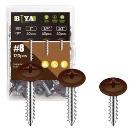 Brown Head Screws, #8 Brown Wood Screws 120pcs Thread Truss Head Fast Self Tapping White Pan Cabinet Screws Wood Work for Wall Plates, 1/2 Inch, 3/4 Inch, 1 Inch