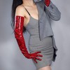 DooWay Super Long Leather Gloves Animal Print Python Snakeskin PU