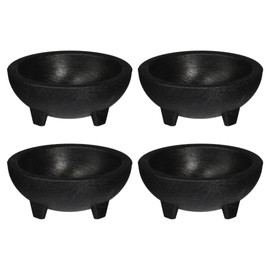 Soro Essentials- 4 oz Molcajete Salsa Bowls Set of 4- Break-Resistant Polypropylene Dip Bowls Salsa Guacamole Plastic Bowl Mexican Dip Molcajete Chips Serving Dish Taco Bar Serving Bowl