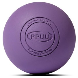 Lacrosse Ball Massage Ball for Plantar Fascia & Myofascial Trigger Point Release, Yoga Therapy, Muscle Knots, – Improves Joint Mobility & Relieves Pain – Foot, Back, Neck, 2.5-Inch Solid Purple Rubber