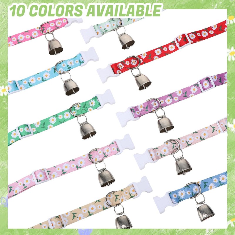 10 Pack Floral Goat Collars with Bells Adjustable Grazing Collar