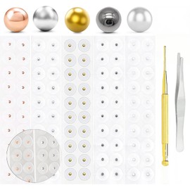 AksBlay Ear Urn Jewelry, 100 Pieces, Ear Point Seal, Granular Type, Ear Urn Seal, Gold Granular, Hypoallergenic Metal, Ear Point Jewelry, Titanium Jewelry, Tracupoint Jewelry Seal, Tweezers and
