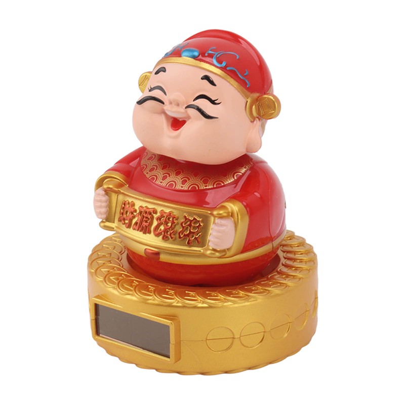 Cai Shen Statue Solar Power Shaking Head Vivid Decorative Chinese