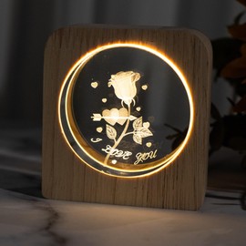 TENGFENG Crystal Rose Night Light - Gifts for Girls and Ladies with Wooden LED Frame I Love You Gifts for Her Best Birthday Gift Ideas Romantic Crystal Presents for Valentine's Day Christmas Rose