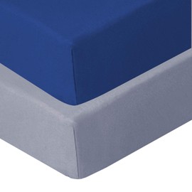 Biloban Pack n Play Sheet Fitted, 2 Pack Portable Playard | Mini Crib Sheets, Ultra Soft Microfiber Pack N Play Sheets, Navy & Gray, Preshrunk