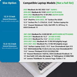 TECOOL 13 Inch Laptop Case Sleeve for 13.6 Inch MacBook Air M2 2022, MacBook Air 13 M1 2018-2021, MacBook Pro 13 M1 M2 2016-2022, Surface Pro 9/8/7/6/5/X Protective Padded Case, Dark grey