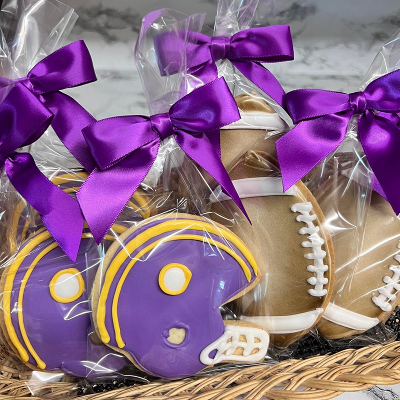 Football and Helmet Cookies Custom Colors- 6 Decorated Shortbread Cookies