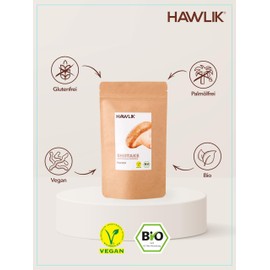 HAWLIK Vital Mushrooms Shiitake Powder - 100 g in Stand Bag - Ideal for Mixing - Natural Growing - Gentle Drying - Vegan