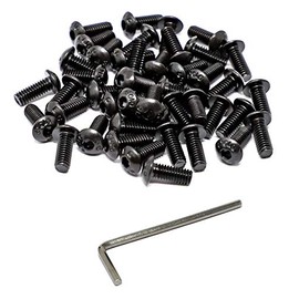 iexcell 100 Pcs M4 x 10mm Thread Pitch 0.7 mm Alloy Steel 10.9 Grade Hex Socket Button Head Cap Screws Bolts Kit, Black Oxide Finish