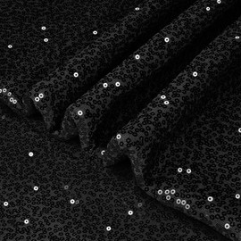 Vonty Sequin Fabric by The Yard - 1 Yard Black Sequin Fabric, Glitter Fabric Sparkly Shiny Fabrics Mesh Mermaid Fabric for Sewing Wedding Dress Tablecloth Party Decorative DIY(48 Inch Wide)
