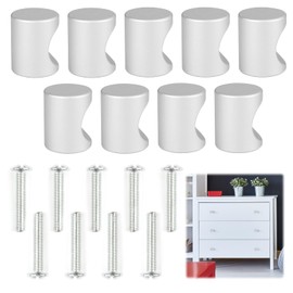 Hugfads Pack of 9 Silver Metal Cabinet Knobs, Cylindrical Drawer Handles with Screws, Robust and Elegant Furniture Knobs, for Drawers, Cupboards, Bookcases and Cabinet Doors