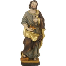 FADEDA St. Joseph with Angle and Planer, Height: 15 cm, Hand-painted, Detailed Nativity Scene Figures, Christmas Table Decoration, Nativity Accessories