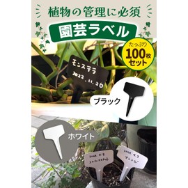 Garage Brand Product Gardening Labels, Set of 100, Supervised by Plant Growing Professionals, Non-Degradation Material x T Type (Black)