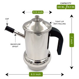 Earthvision Stainless Steel Oil Dispenser with lid Stainless Steel pot for kitchen oil Can Container with Handle oil dispenser with lid oil dispense for home and restaurant Capacity: 550ml/18.5 Oz