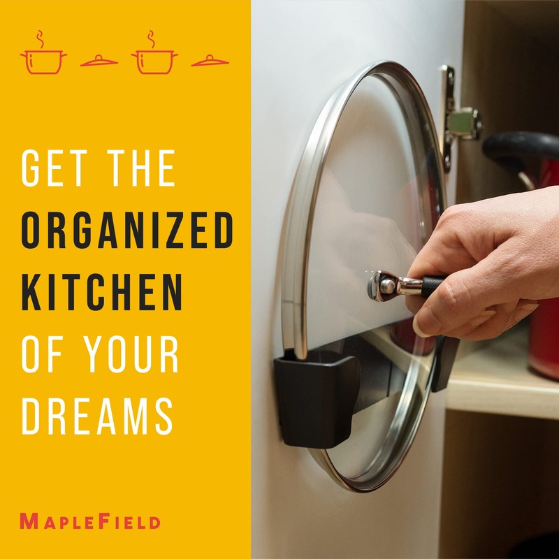 Maplefield Pot Lid Wall Organizers - Stick-On Clips for Pot