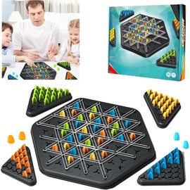 JAONLD Chain Triangle Chess Game, Fun Triangle Elastic Band Game Strategy Board Games Set Interactive Geometric Chess Game Territory Capture Family Game Educational Toy for Kids, Adults, 2-4 Players