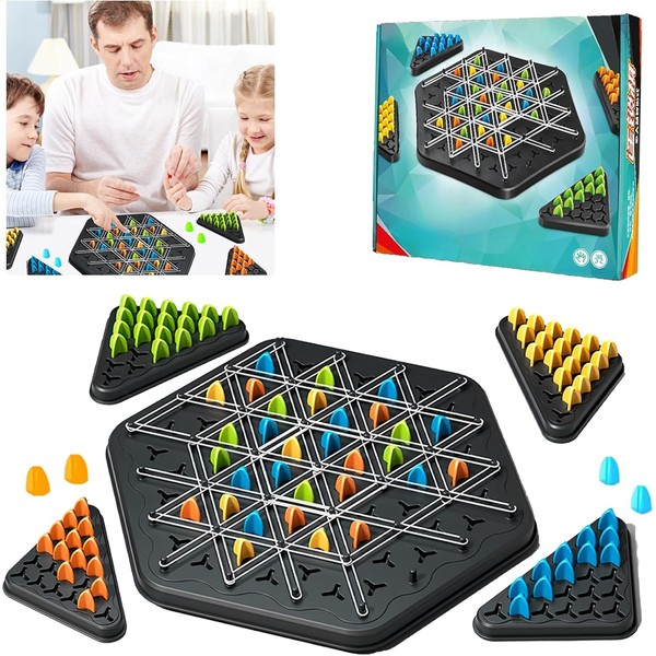 JAONLD Chain Triangle Chess Game, Fun Triangle Elastic Band Game