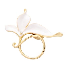 SENFAI Lovely Enamel Flower Magnetic Clip Eyeglass Holder Brooch Custom Jewelry(White 1)