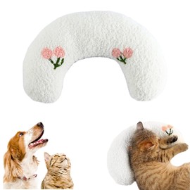 ZEPIQOR 1 Piece Cushion for Cats Dogs U-Shaped Pillow for Sleeping, Pet Cushion Cat Cushion Plush Pet Toy for Sleeping Cat Cuddly Toy for Rest, Playing (White)