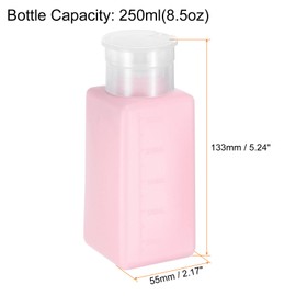 HARFINGTON 2pcs Solvent Alcohol Dispenser 250ml(8.5oz) Press Type ESD Safe Anti-Splash Liquid Dispenser Pump with Sealing plastic Lid for Alcohol, Nail Polish & Makeup Remover, Pink