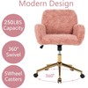 Pink Faux Fur Home Office Chair, Upholstered Elegant Desk Chair