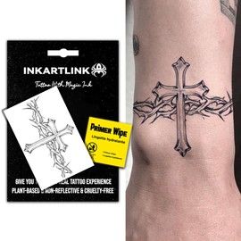 INKARTLINK Semi Permanent Tattoo, creative party tattoo, exquisite and realistic design, interesting tattoo experience, cruelty-free, non-reflective, waterproof (Thorn Cross)