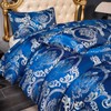 Herside Dark Blue Jacquard Duvet Cover Set Double Bedding Set