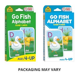 School Zone - Tarjetas de juego Go Fish Alphabet  Edades 4 en adelante, pre-K y arriba, letras mayúsculas y minúsculas, reconocimiento de Word-Picture