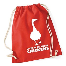 Hippowarehouse Look At All Those Chickens Drawstring Cotton School Gym Bag 37cm x 46cm, 12 litres