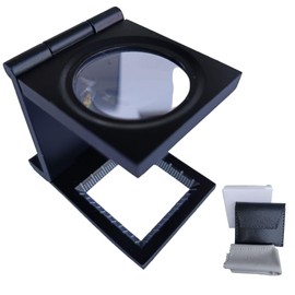 LELE MAKE® Professional Pocket Magnifier 10x + Gift Bag + Cleaning Cloth | Thread Counter for Textiles, Graphics and Watchmakers | Foldable Coin Magnifier (Magnifier + Bag + Fabric)