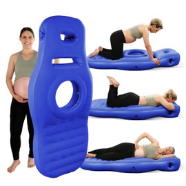PregSpag Inflatable Full Body Pregnancy Pillow for Prone Sleeping - Maternity Air Mattress with Belly Hole & Electric Pump,Relieves Back/Hip Pain (Blue)