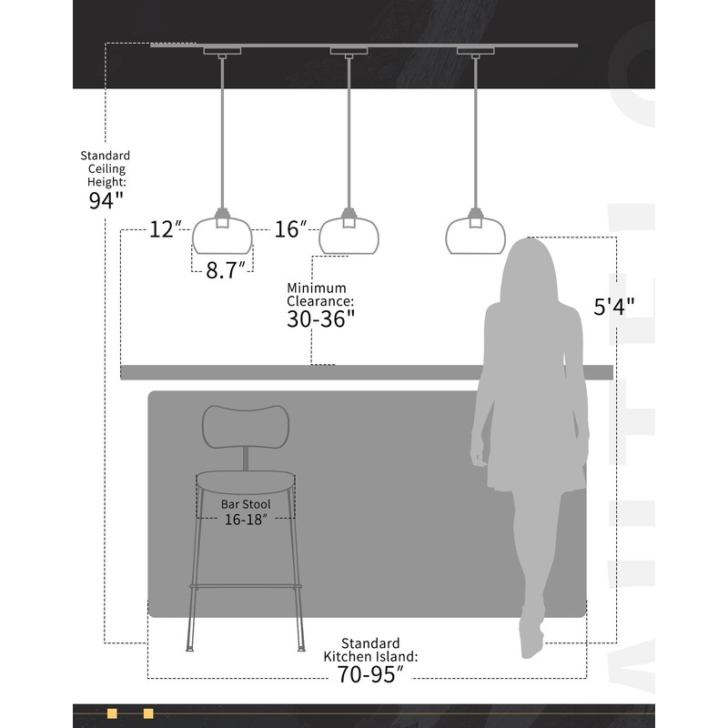 AUTELO Black Pendant Lights Kitchen Island, 1-Light Pendant Lights in