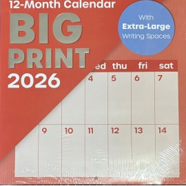 JOT 2026 BIG PRINT 12 Month Hanging Wall Calendar XL Writing Spaces Orange 12x24”