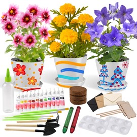 Ozzagar Paint & Plant Children's Gardening Kit for Girls Boys Toys Garden Flower Gardening Gift for Kids Flower Pots Seeds Art Craft Grow Garden Planting Set for Kids Age 4 5 6 7 8 9 10 11 12 13 14 Years Old