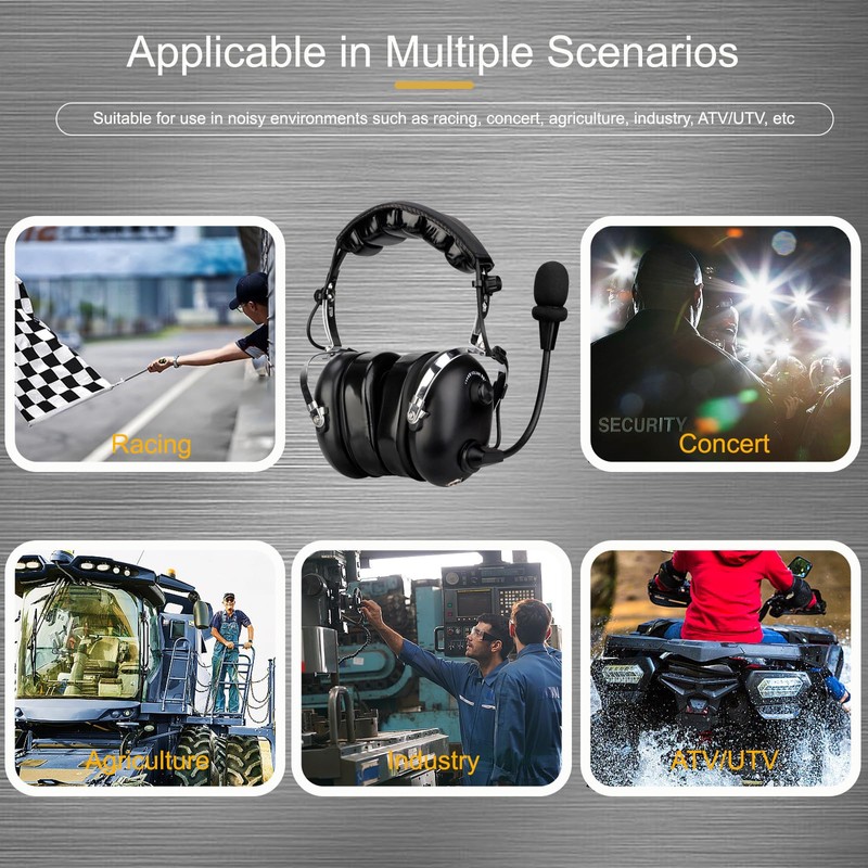 Retevis Noise Reduction Walkie Talkie Headset,Elastic Metal Bracket Racing Headset,for