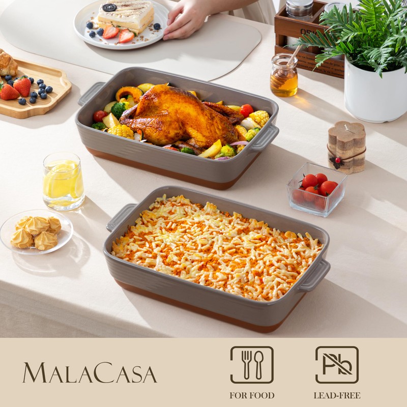 MALACASA 4.8 Qt Lasagne Dishes for Oven, 9 x 13