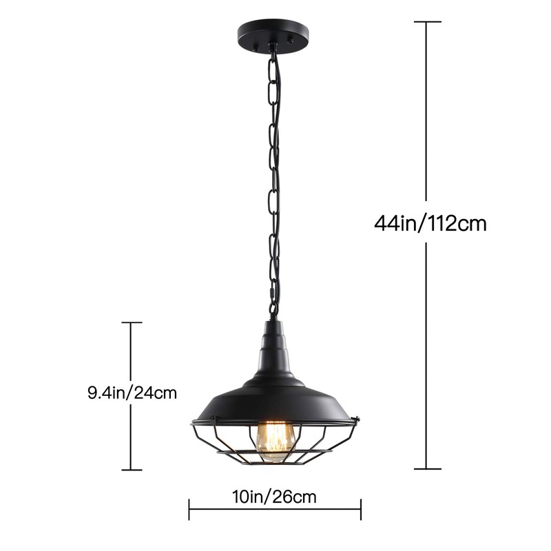 Karjearl Black Farmhouse Pendant Light - 2 Pack Industrial Vintage